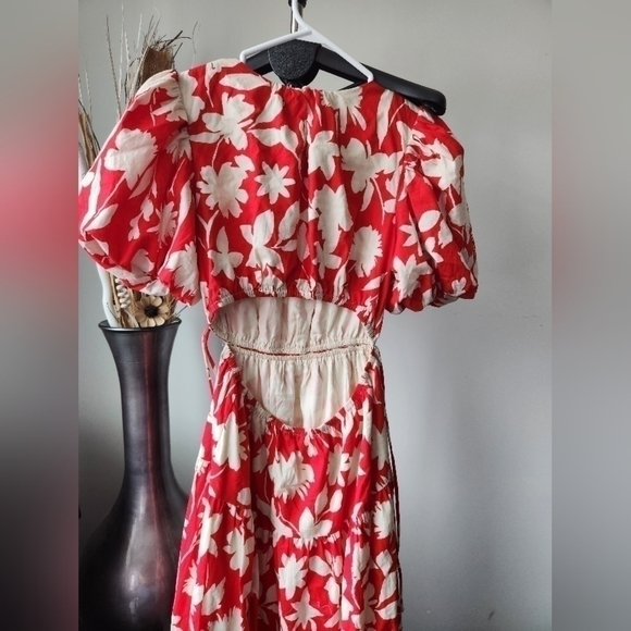 Moon River Women's Side tie, Cut-out Floral Print Tiered Shirred Dress. … - Picture 7 of 16